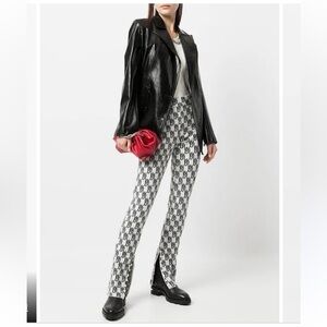 We11Done Logo Pattern Wool Cashmere Blend Legging. Size Small Black and White